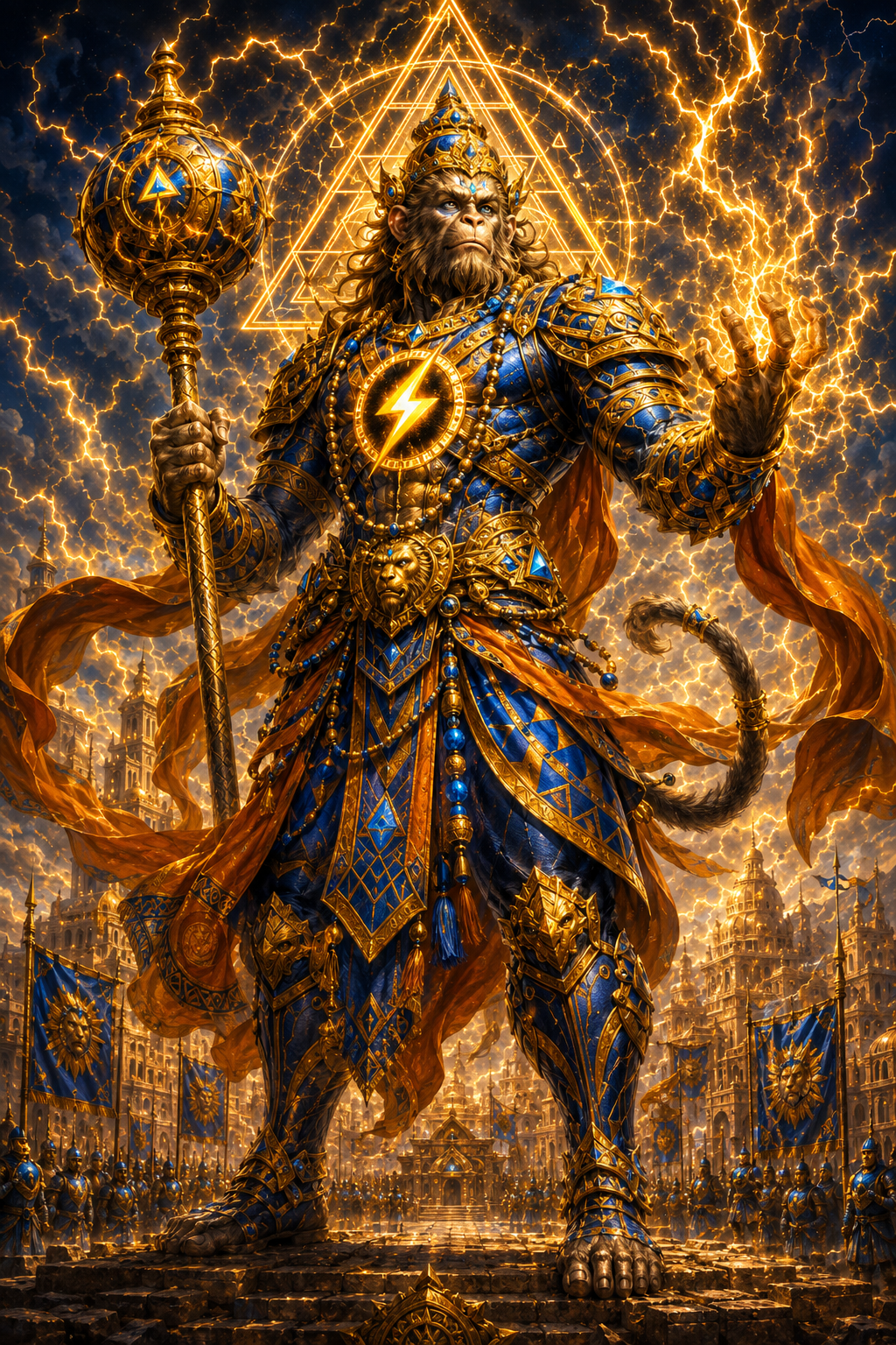 Canonical divine warrior-sage artwork of Hanuman in AAHA